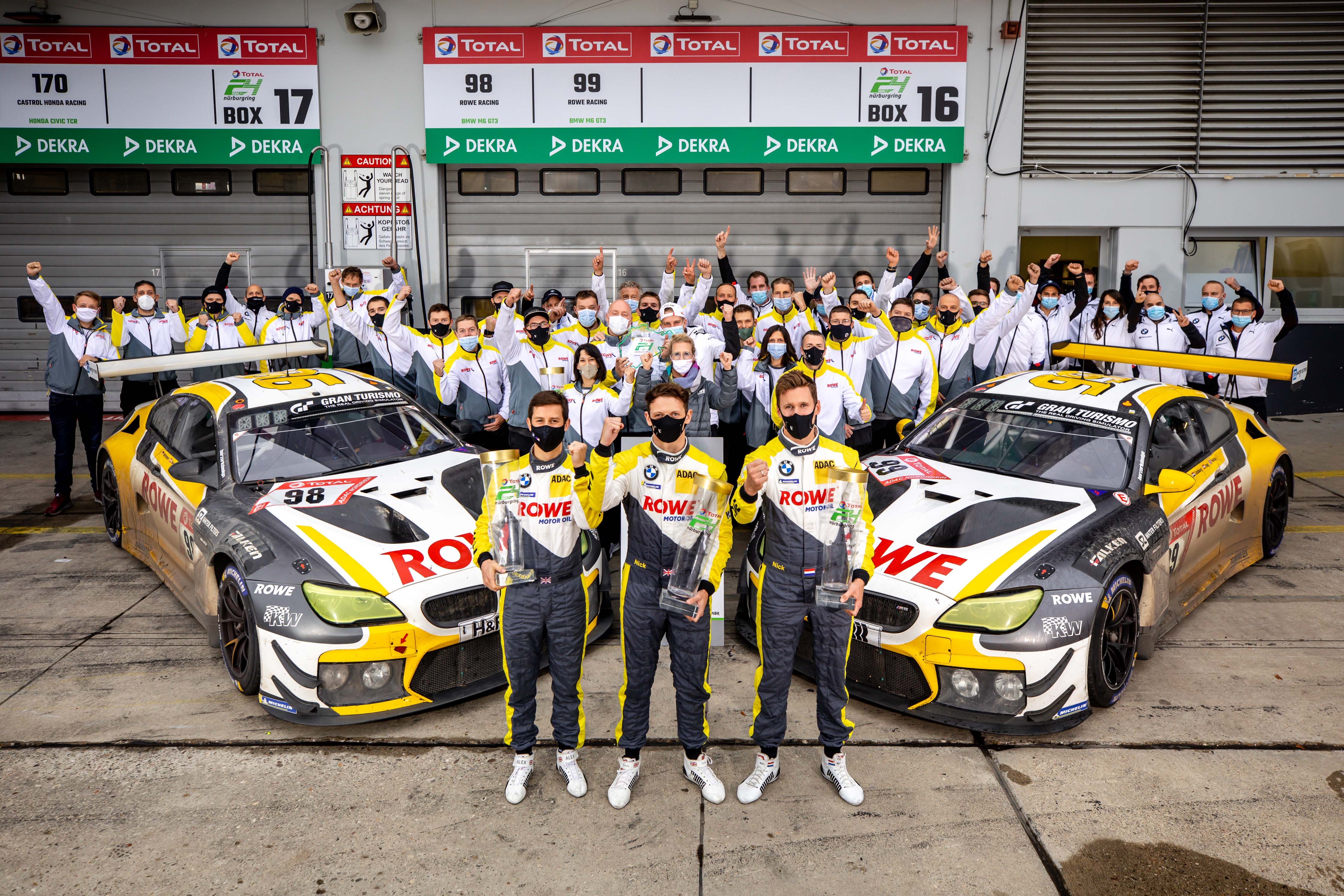 Nürburgring (GER), 27th September 2020. BMW M Motorsport, 24h Nürburgring, Nordschleife, Winner #99 BMW M6 GT3, ROWE Racing, Nick Catsburg (NED), Philipp Eng (AUT), Alexander Sims (GBR), Nick Yelloly (GBR).